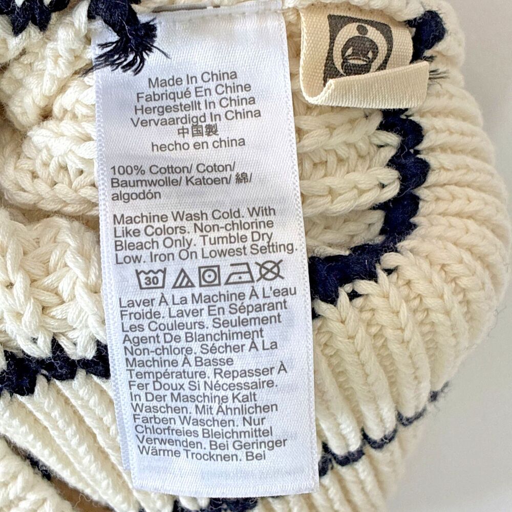 Madewell Cotton Sweater Vest Medium Cream Jet Black Mini Striped Knit Minimalist - Picture 9 of 11